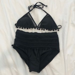 High waisted Pom Pom bikini